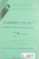 Clausing-Clausing 18\"/21\", Geared Head Centre Lathe Operation and Spare Parts Manual 2007-18\"-21\"-01